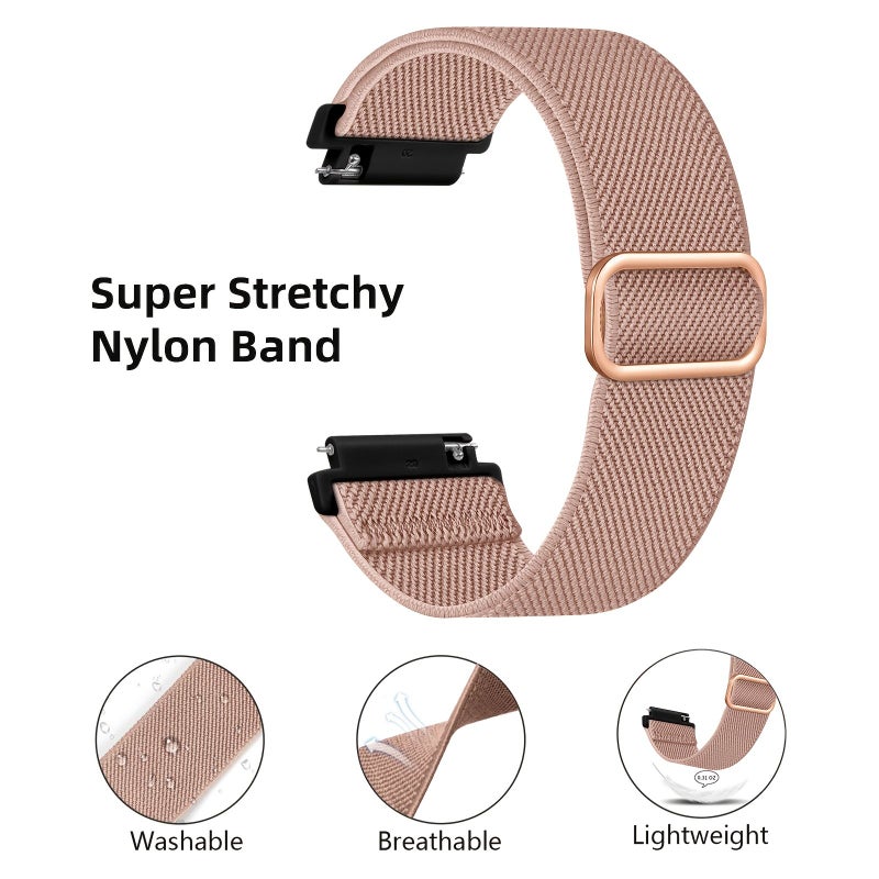 Nylon Watch Band Rose Pink Quick Release Stretchy Sport Replacement Watch Strap 22mm For Men Women - Image 4