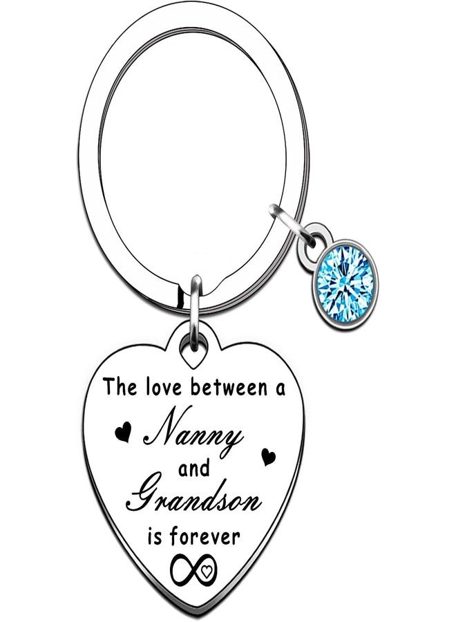 CGBOOM Keychain Keyring Nanny Gifts Mothers Day Gifts Nanny Keyring Nanny Birthday Gifts From Grandchildren Christmas Presents-The Love Between A Nanny and Grandson Is Forever - Image 1