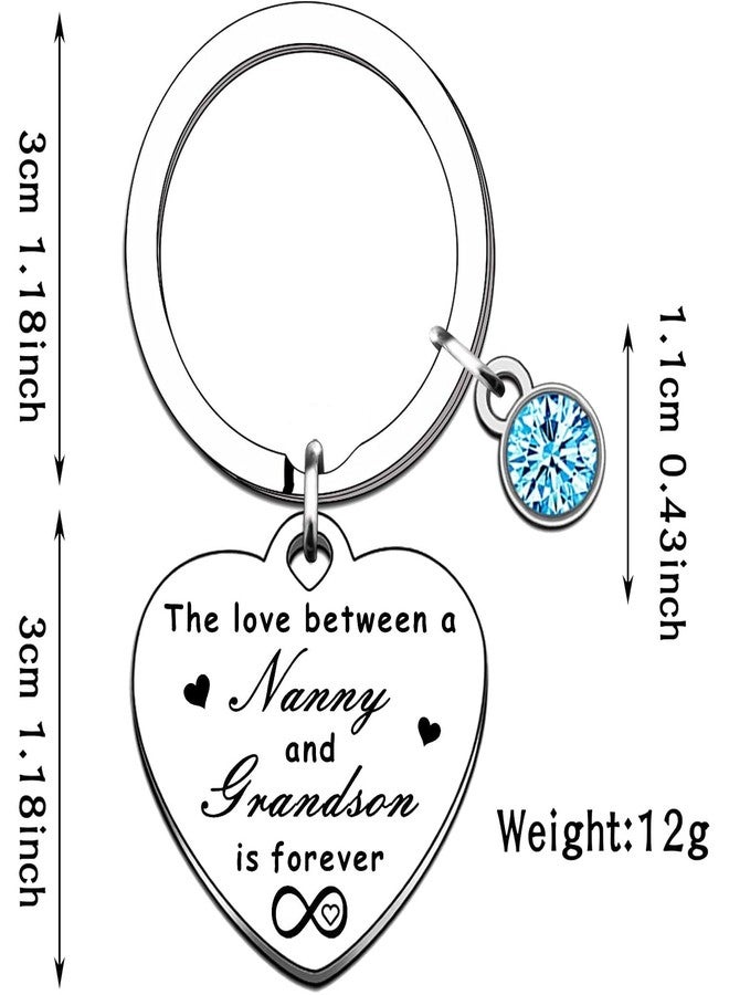 CGBOOM Keychain Keyring Nanny Gifts Mothers Day Gifts Nanny Keyring Nanny Birthday Gifts From Grandchildren Christmas Presents-The Love Between A Nanny and Grandson Is Forever - Image 2