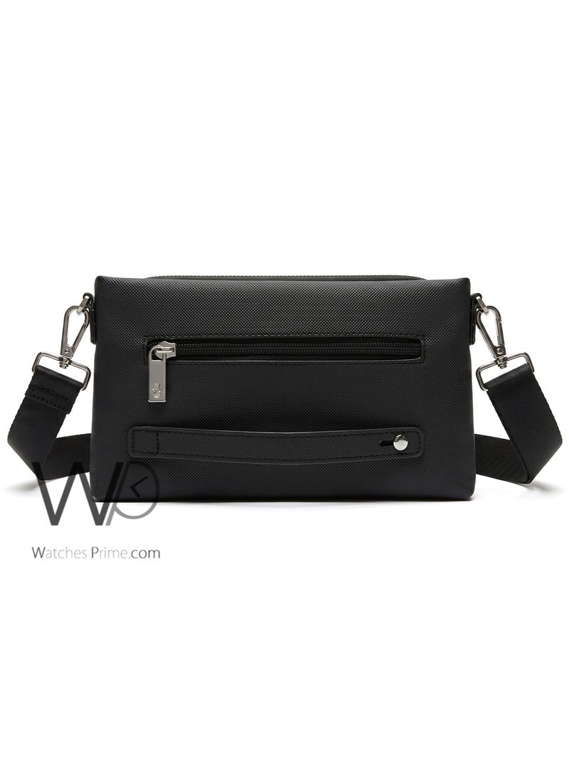Lacoste Navy Blue Piqué Textured Crossbody Organizer Bag - Image 3