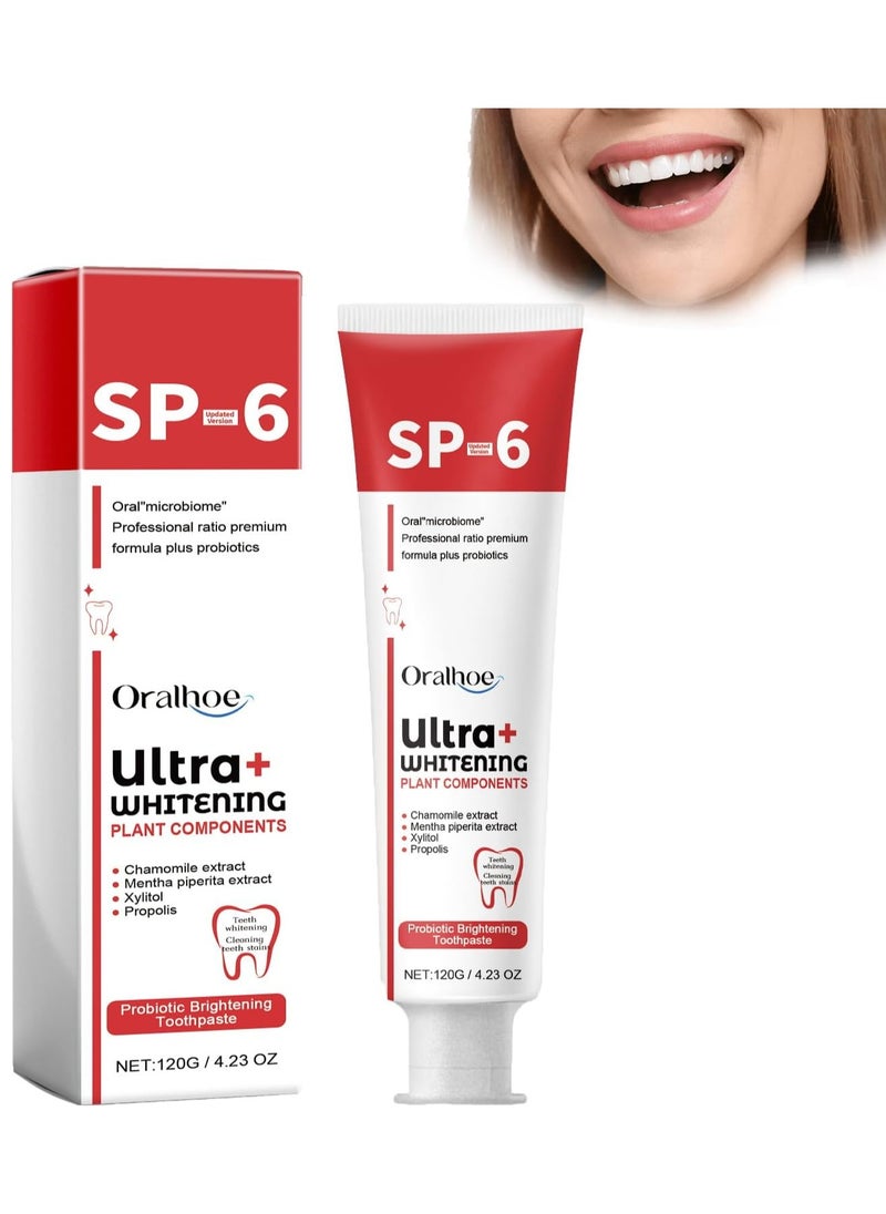 ORALHOE - SP-6 Toothpaste, SP-6 Toothpaste, SP-6 Probiotic Toothpaste, SP-6 Probiotics Whitening Toothpaste, Brightening, Stain Removal, Fresh Breath, Teeth Whitener Toothpaste - Image 1