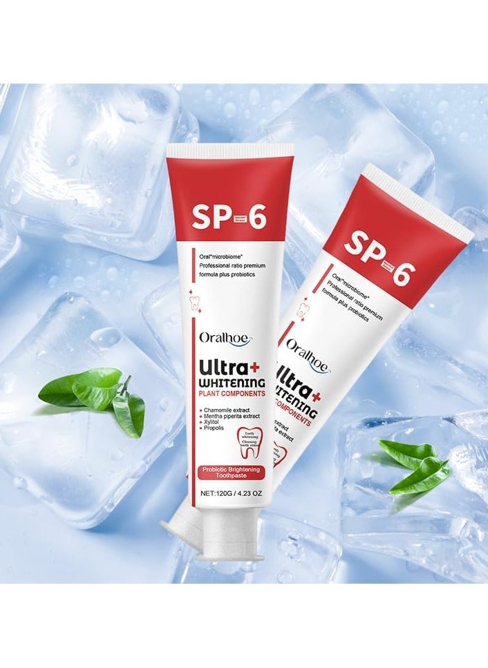 ORALHOE - SP-6 Toothpaste, SP-6 Toothpaste, SP-6 Probiotic Toothpaste, SP-6 Probiotics Whitening Toothpaste, Brightening, Stain Removal, Fresh Breath, Teeth Whitener Toothpaste - Image 1
