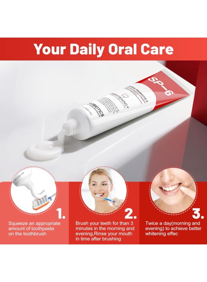 SP-6 Toothpaste, SP-6 Toothpaste, SP-6 Probiotic Toothpaste, SP-6 Probiotics Whitening Toothpaste, Brightening, Stain Removal, Fresh Breath, Teeth Whitener Toothpaste - Image 5
