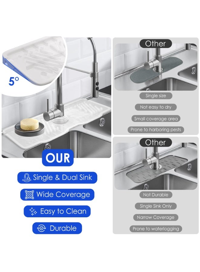SANMUGEED Silicone Kitchen Sink Protector Mat 17.5 Inch - Non-Slip Faucet Mat with Splash Guard Behind Faucet, Drip Catcher & Sponge Holder | Sink Accessories for Bathroom & Kitchen - Image 3