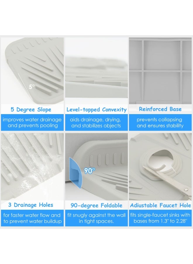 SANMUGEED Silicone Kitchen Sink Protector Mat 17.5 Inch - Non-Slip Faucet Mat with Splash Guard Behind Faucet, Drip Catcher & Sponge Holder | Sink Accessories for Bathroom & Kitchen - Image 5