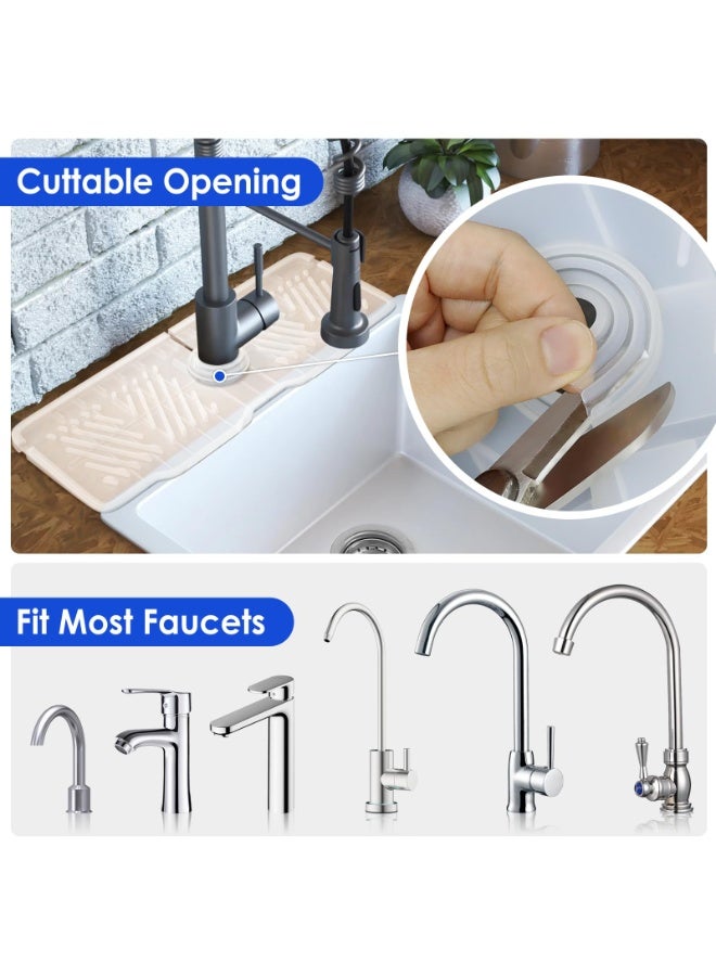 SANMUGEED Silicone Kitchen Sink Protector Mat 17.5 Inch - Non-Slip Faucet Mat with Splash Guard Behind Faucet, Drip Catcher & Sponge Holder | Sink Accessories for Bathroom & Kitchen - Image 4