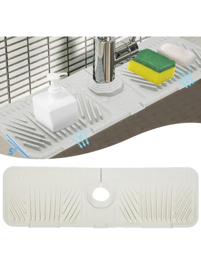 SANMUGEED Silicone Kitchen Sink Protector Mat 17.5 Inch - Non-Slip Faucet Mat with Splash Guard Behind Faucet, Drip Catcher & Sponge Holder | Sink Accessories for Bathroom & Kitchen - Image 1