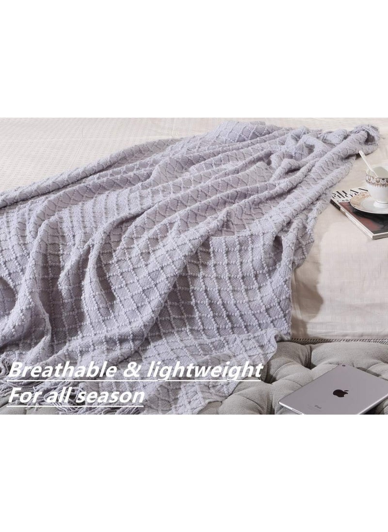 Enjoylifeme Tassel Design Soft Blanket Keep Warm Cotton Light Grey 127 x 172cm  - Image 5