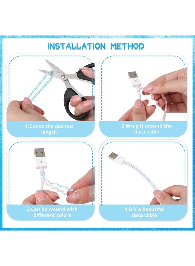Peachjoy Cable Protector, 10 Pcs Spiral Data Cable Protective Sleeve, Spiral Tube Wire Management Organizer, Prevent Pets from Biting The Cable, Line Saver for iPhone iPod iPad MacBook Tablet Charger Cord - Image 5
