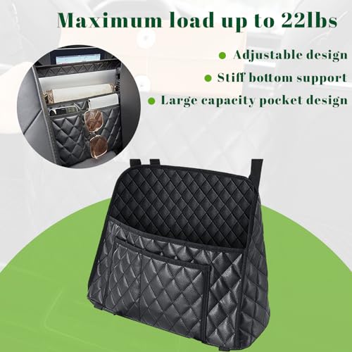Dickno Car Purse Holder Between Seats, Leather Auto Front Seat Handbag Organizer Pocket, Universal Large Capacity Seat Bag Box Storage, Vehicle Interior Backseat Barrier for Kids Pet - Image 3