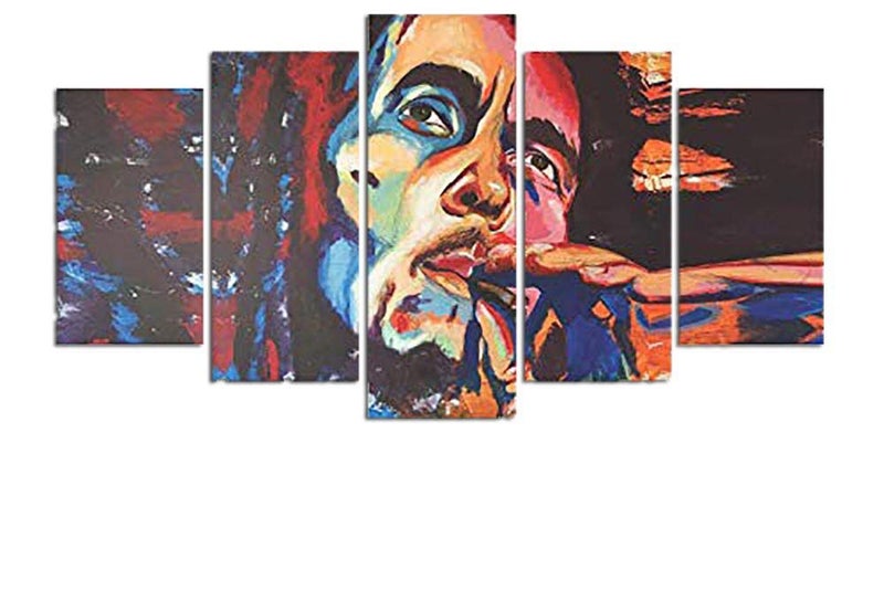 Mad Masters Bob Marley Musical Legend Wall Art Canvas Painting Pictures with Frame 122 x 56 cm Pack of 5 Multicolour - Image 4