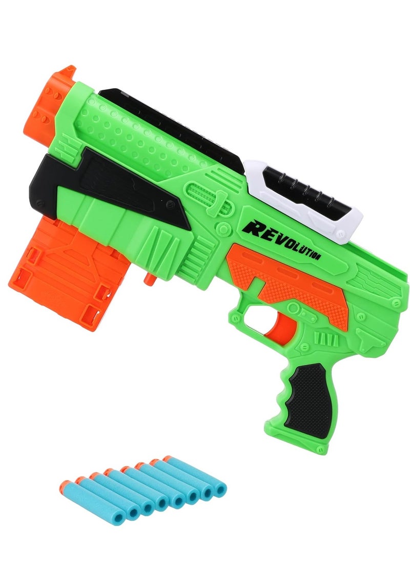 REVOLUTION •Clip fed blaster
•Blasts up to 80FT/24.4M
•Includes 8 count clip & 8 Accublast darts
•Ages 6+  - Image 2