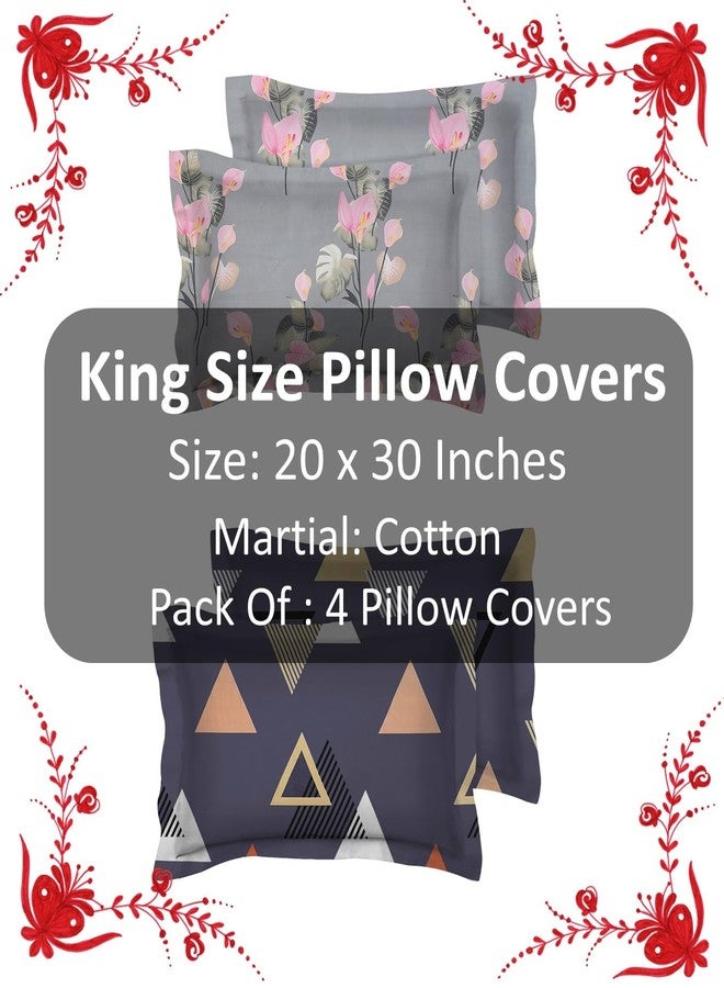 VAS COLLECTIONS® 105 TC Premium Cotton King Size Printed Design Pillow Cover - 20"x30" Inches, Set of 4 Pieces, Multicoloured, - Image 3