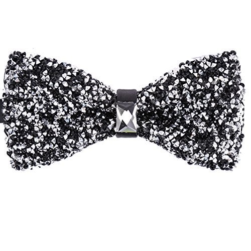 Elfeves Men's Black Silver Mixed Design Handmade Bow Ties Suit Accessories Holiday Party - Image 1
