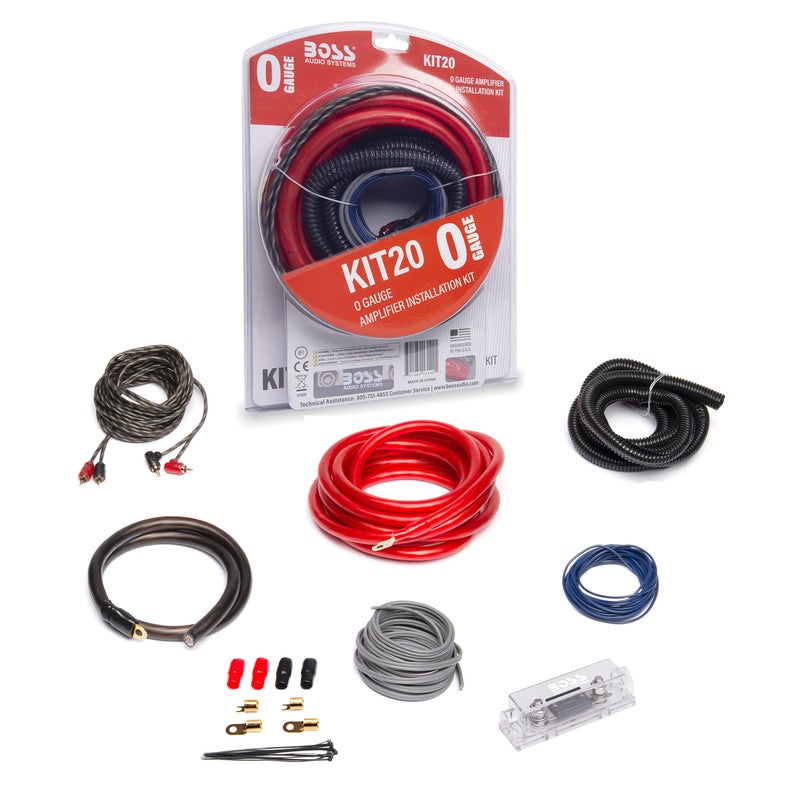 BOSS Audio Systems KIT20 0 Gauge Amplifier Installation Wiring Kit - A Car Amplifier Wiring Kit Helps You Make Connections and Brings Power to Your Radio, Subwoofers and Speakers - Image 1