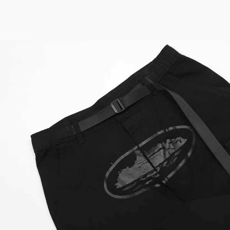 Corteiz Shorts Alcatraz Island Printed Caution Pants Casual Shorts High Street Casual Multi-Pocket Men And Women - Image 3