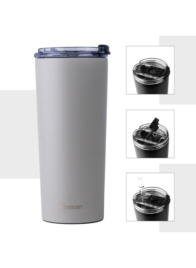 Nessan Insulated Stainless Steel Vacuum Mug, 603Ml - Beige  - Image 5
