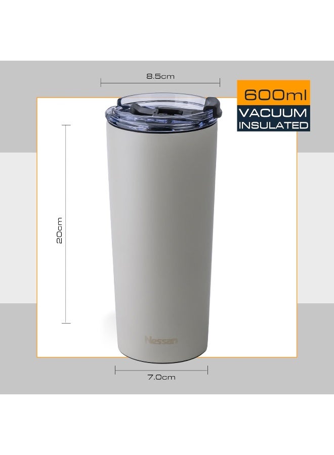 Nessan Insulated Stainless Steel Vacuum Mug, 603Ml - Beige  - Image 2