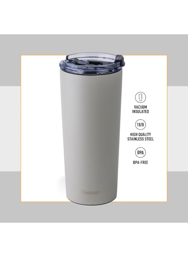 Nessan Insulated Stainless Steel Vacuum Mug, 603Ml - Beige  - Image 3