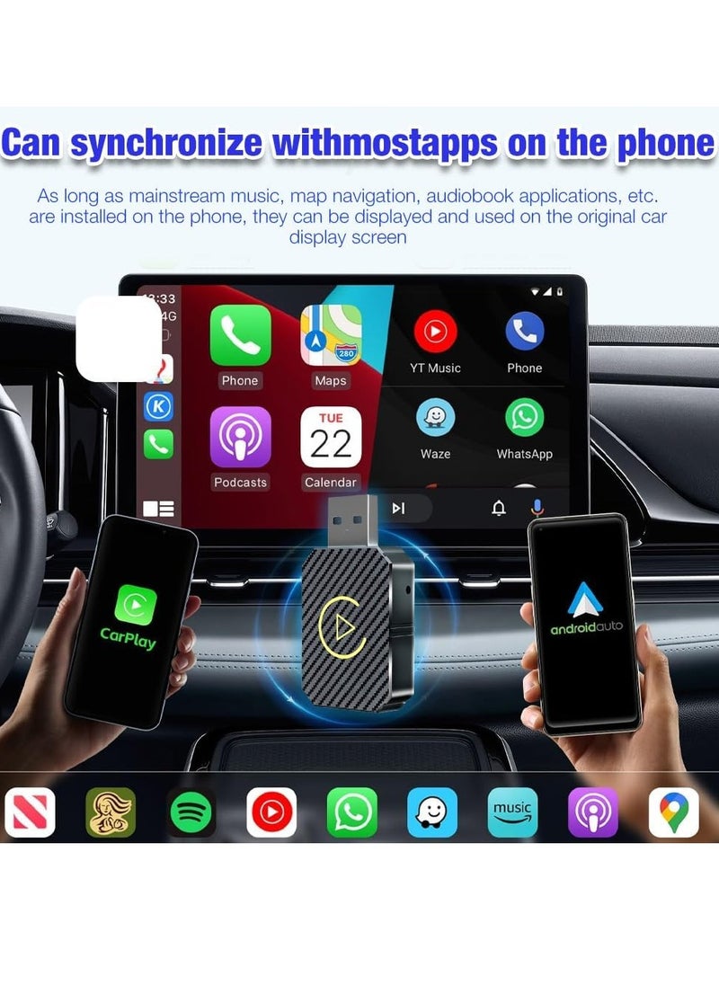 Generic Wireless Bluetooth Carplay Adapter, 2 in 1 Wireless Carplay Adapter, Mini Edition Wireless Adapter for Android Auto, Compatible with Cars with AA and Carplay, USB C/A Cables  - Image 3