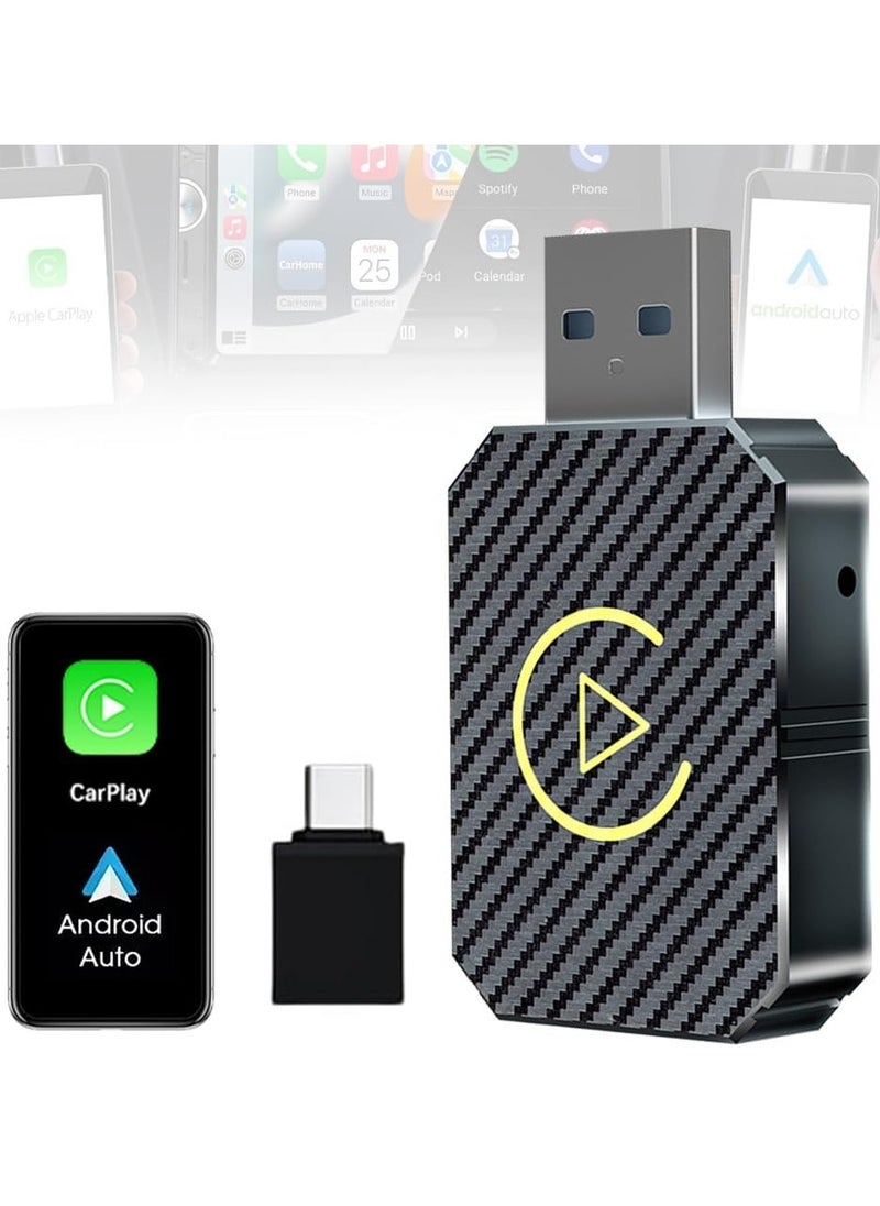 Generic Wireless Bluetooth Carplay Adapter, 2 in 1 Wireless Carplay Adapter, Mini Edition Wireless Adapter for Android Auto, Compatible with Cars with AA and Carplay, USB C/A Cables  - Image 1