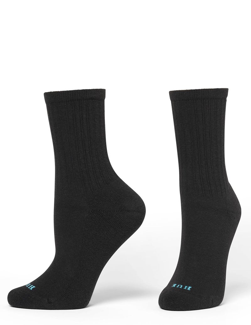 HUE Women's Air Cushion Crew Sock 3 Pair Pack, Black, One Size - Image 4