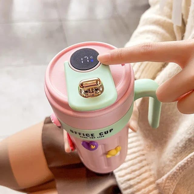 XIBO Mugs for Coffee 1 pcs Travel Coffee Mug with Lid Portable and SpillProof Touch Screen Digital Temperature Display Flasks Stainless Steel Mug Thermal Cup for Hot Cold Drinks - Image 2