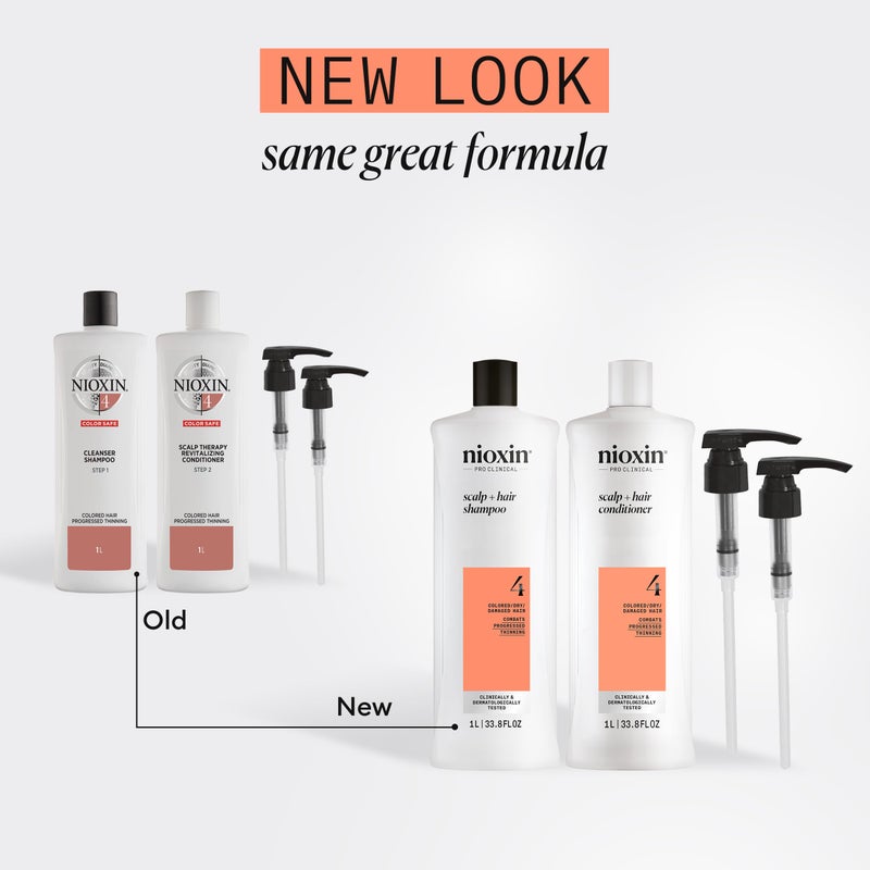 Nioxin System 4 Shampoo & Conditioner Prepack | For Color or Damaged Hair with Progressed Thinning | With Niacinamide and Biotin | Pumps Included | 33.8 Fl oz. - Image 2