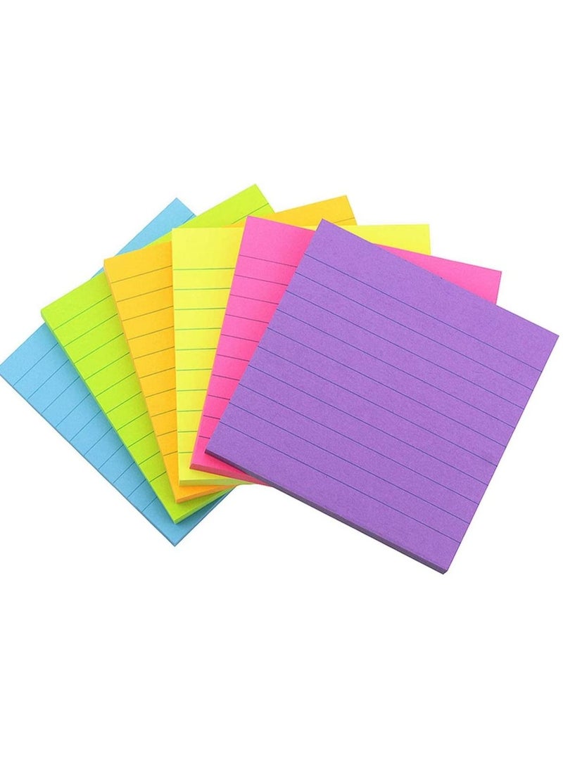 SYOSI 6Pack 300 Sheets Bright Color Lined Sticky Notes, Self-Stick Notes with Lines, Bright Assorted Colors, Post Memos, Strong Adhesive  - Image 3