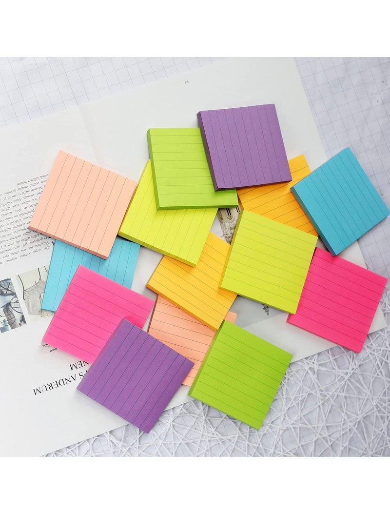 SYOSI 6Pack 300 Sheets Bright Color Lined Sticky Notes, Self-Stick Notes with Lines, Bright Assorted Colors, Post Memos, Strong Adhesive  - Image 2