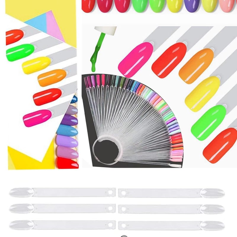 Ruby Face Rubyface Fan Shape Nail Art Polish Display Tips, False Nail Sample Sticks, Nails Practice Color Display, for Nail Home DIY Nail Salon Practice Tools Fan-shaped, 100 - Pcs - Image 5