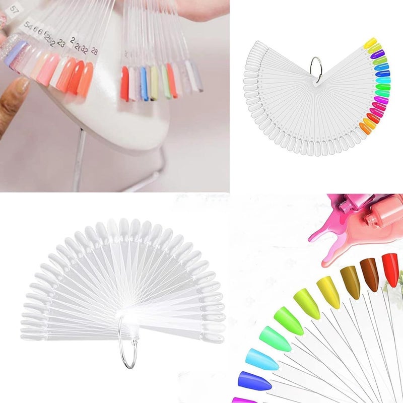 Ruby Face Rubyface Fan Shape Nail Art Polish Display Tips, False Nail Sample Sticks, Nails Practice Color Display, for Nail Home DIY Nail Salon Practice Tools Fan-shaped, 100 - Pcs - Image 4