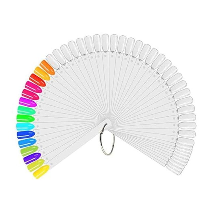 Ruby Face Rubyface Fan Shape Nail Art Polish Display Tips, False Nail Sample Sticks, Nails Practice Color Display, for Nail Home DIY Nail Salon Practice Tools Fan-shaped, 100 - Pcs - Image 3