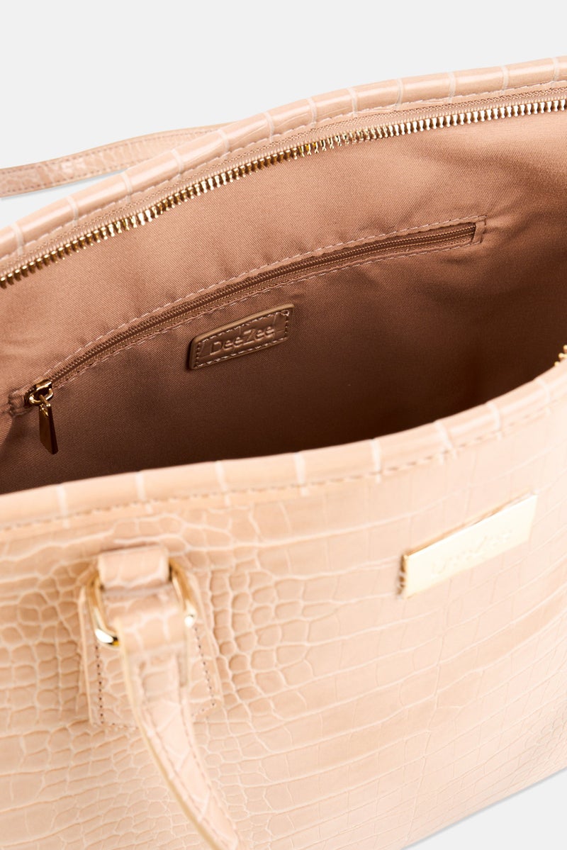 Deezee Women Brand Logo Tote Bag, Beige - Image 4