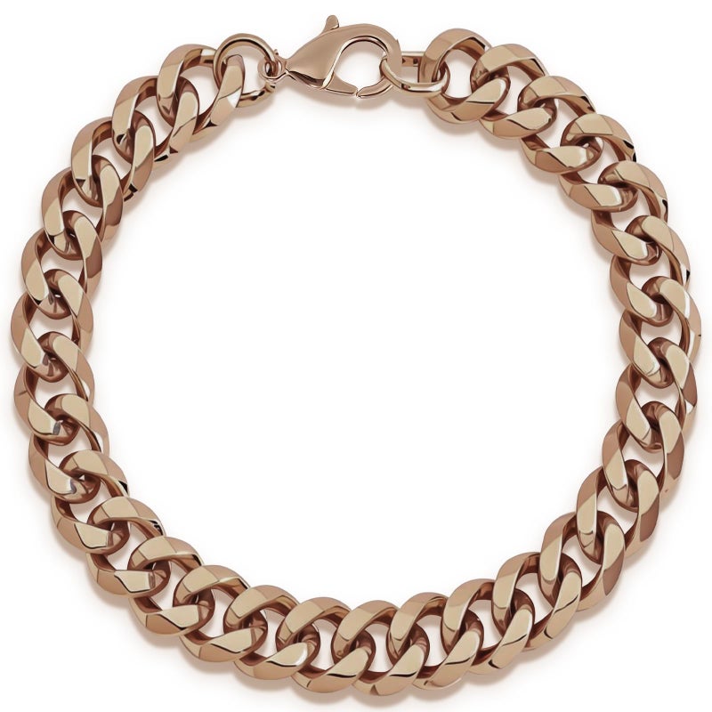 CYUXING Pure Copper Bracelet for Men, Jewelry Gift Solid Copper Link Comfortable Wear Fashionable 8.5in Chain Valentine's Day Men Women Buckle Design Accessories Rose Gold - Image 1