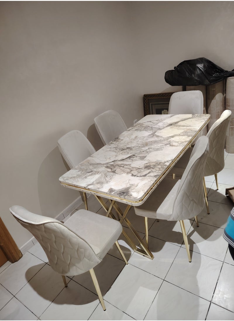 LHFHOMT - LHFHOMT-7 Seater Dining Room Sets 1 Table With 6 Chairs (160 x 80 x 70 cm) dining Table Sets - Image 1