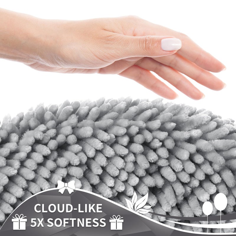 Yimobra Toilet Rugs U Shaped Washable, Extra Thick Soft Absorbent Chenille Contour Bathroom Rugs for Toilet 24x20 Inch, Quick Dry Non Slip Toilet Mat for Bath Floor, Light Grey - Image 3