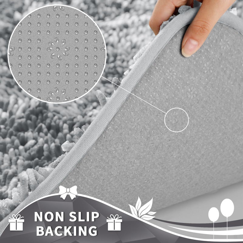 Yimobra Toilet Rugs U Shaped Washable, Extra Thick Soft Absorbent Chenille Contour Bathroom Rugs for Toilet 24x20 Inch, Quick Dry Non Slip Toilet Mat for Bath Floor, Light Grey - Image 5