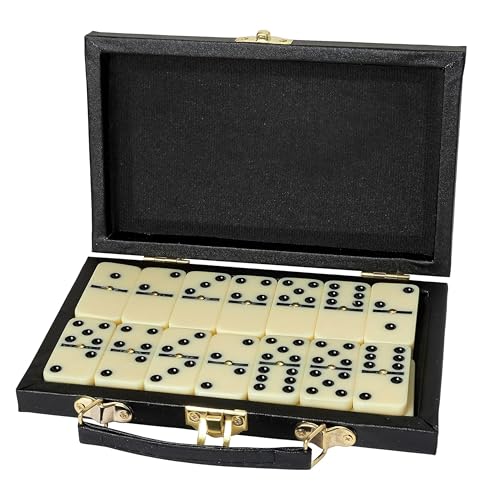 Kicko Premium Classic Domino Set Jumbo Double Six 28 Thick Pieces in Durable Wooden Vegan Leather Box for Boys Girls Adults Kids Party Favors and Game Night Use Up to 24 Players - Image 1