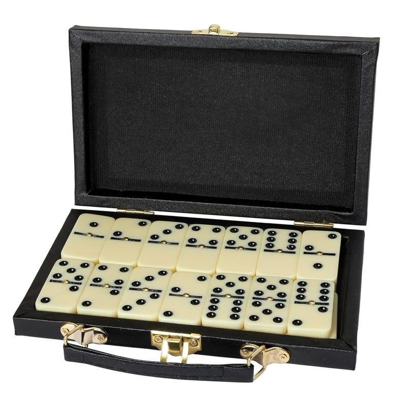 Kicko Premium Classic Domino Set Jumbo Double Six 28 Thick Pieces in Durable Wooden Vegan Leather Box for Boys Girls Adults Kids Party Favors and Game Night Use Up to 24 Players - Image 2