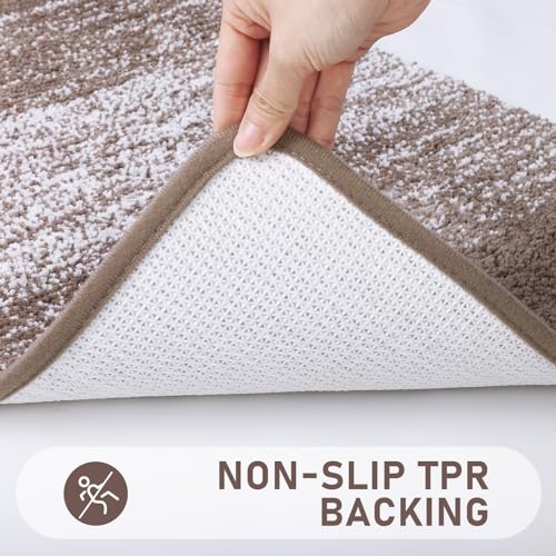 Bsmathom Bathroom Rugs Sets 4 Piece with Toilet Lid Cover, Non-Slip Bathroom Rugs and Mats Sets, Absorbent Bath Rugs Microfiber Shaggy Machine Washable Bath Rug Set, Coffee - Image 4