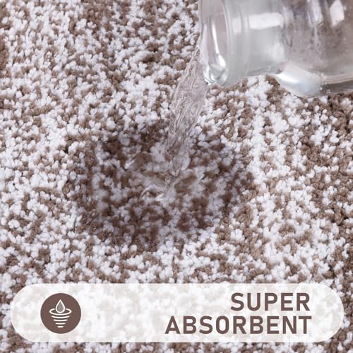 Bsmathom Bathroom Rugs Sets 4 Piece with Toilet Lid Cover, Non-Slip Bathroom Rugs and Mats Sets, Absorbent Bath Rugs Microfiber Shaggy Machine Washable Bath Rug Set, Coffee - Image 3