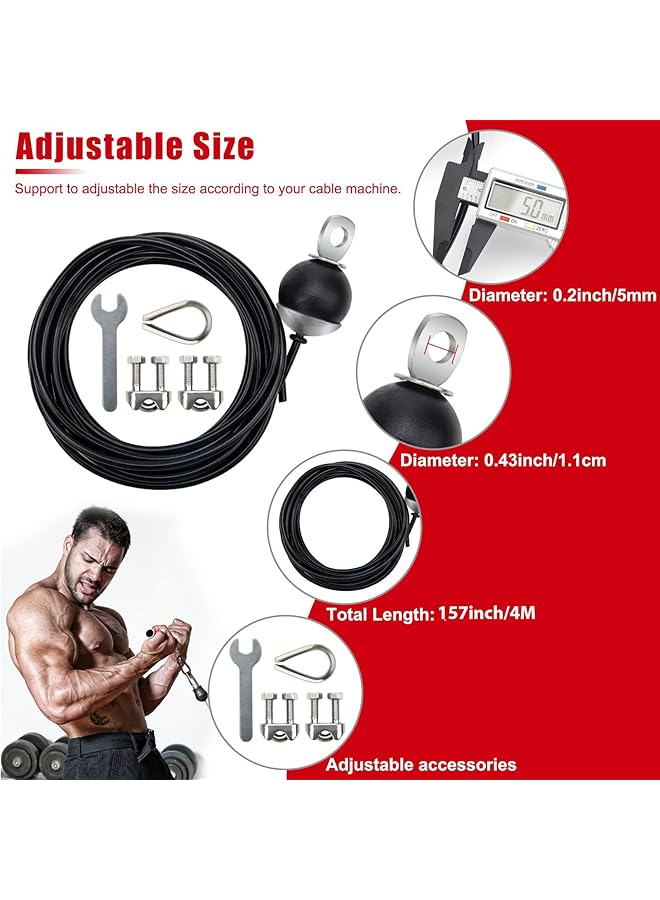 erorex Fitness Pulley Cable, Replacement Cable Machine Accessories, Cable Pulley Attachments For Gym -Thick 5Mm(0.2 Inch) Heavy Duty Steel Wire Rope For Home Gym Cable Pulley Machine  - Image 3