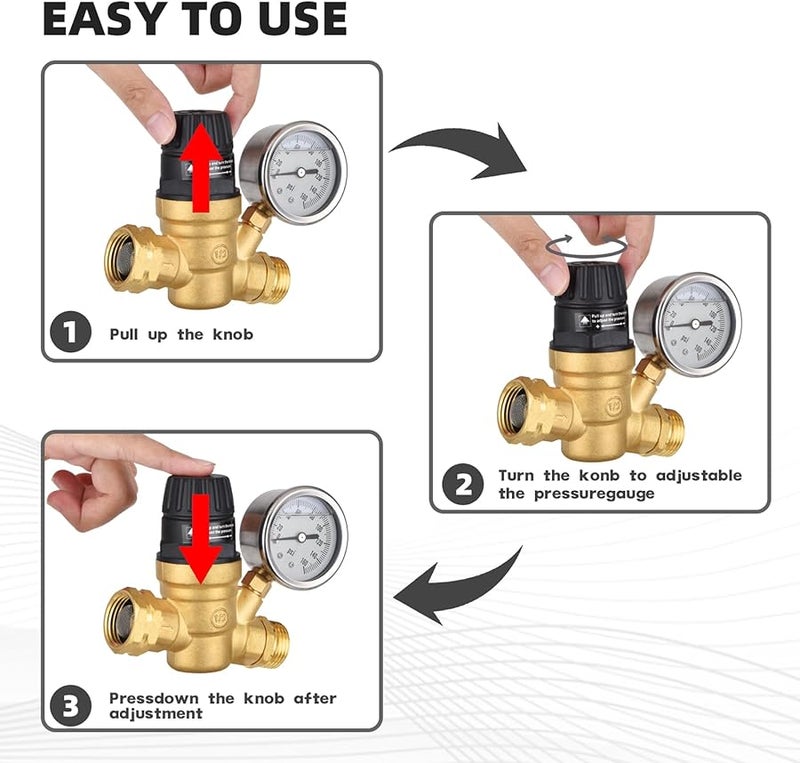 منظم ضغط الماء مع مقياس زيت قابل للتعديل لمقبض الحديقة وعربة المنزل المتنقلة - Image 4