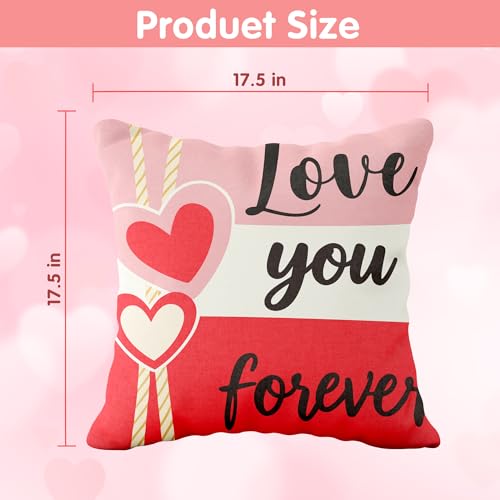OHOME Valentines Day Decorations Valentines Pillows Covers 18x18 Inch Heart Throw Pillows Valentines Decor Party Favors Supplies Accessories Indoor Outdoor for Galentines Day Home Couch Office - Image 3
