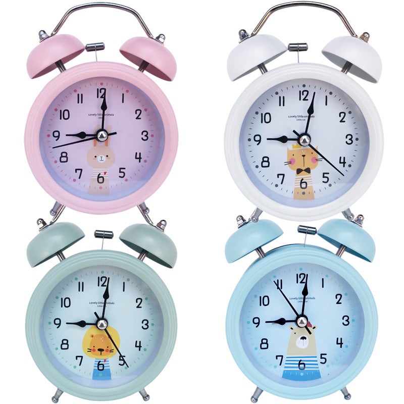Factory 3 Inch Metal Bell Alarm Clock Cartoon Student Children'S Clock Mute With Lights Can Add Logo - Image 3