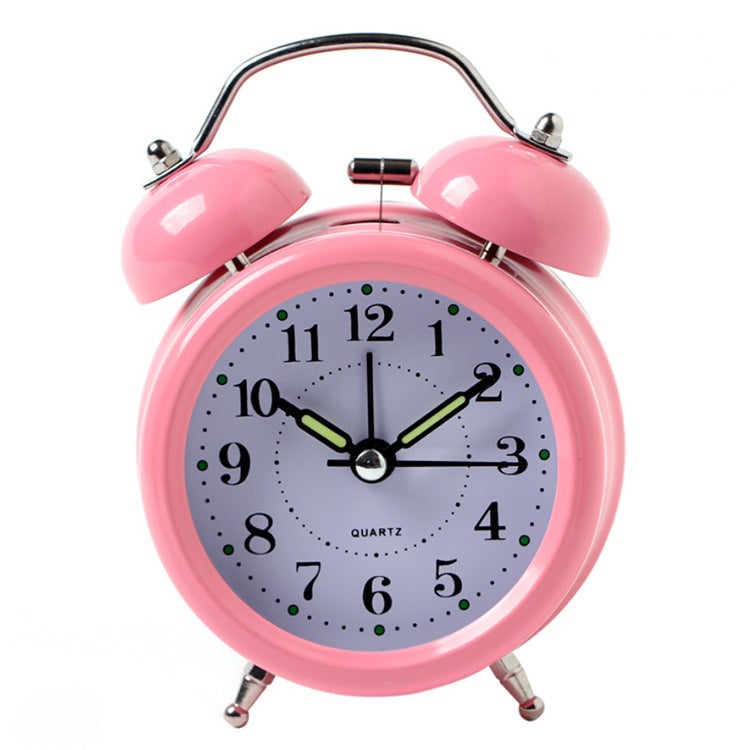 Factory 3 Inch Metal Bell Alarm Clock Cartoon Student Children'S Clock Mute With Lights Can Add Logo - Image 4