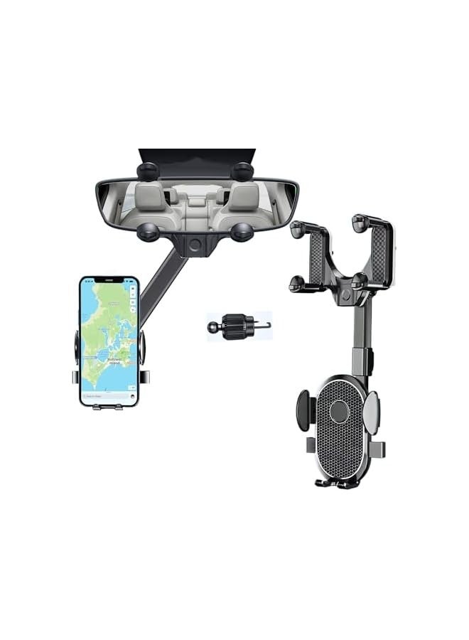 Mobile Holder For Car Mirror and Vent, Phone Holder For Car Adjustable 360°, Car Phone Holder GPS Phone Holder Car Suitable for iPhone, Galaxy and Most Phones 4 to 7" (Mirror)