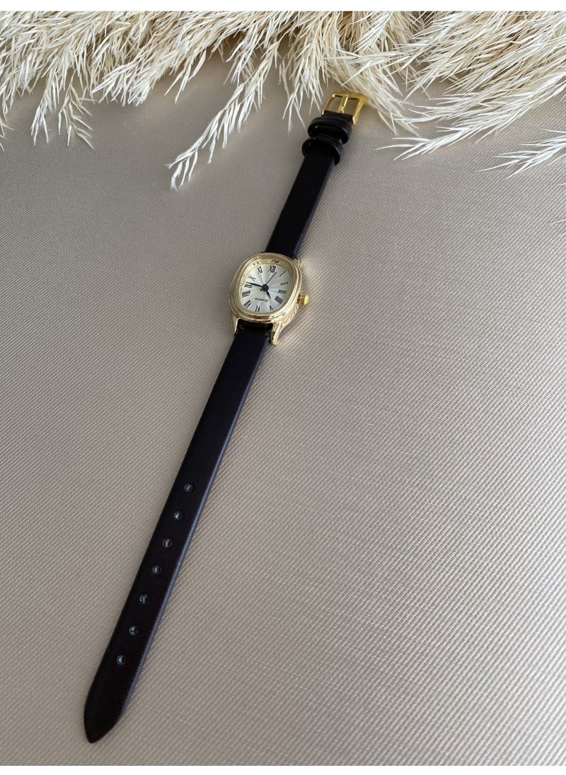 QUARTZ Bs Still Retro Minimal Vintage Leather Strap Women's Wristwatch  - Image 3