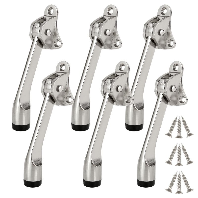 LISHINE 6 Pack Kickdown Door Stop Commercial Heavy Duty Door Stop Door Stoppers for Bottom of Door Kickstand Door Stopper with Rubber Tip and Spring Lever Easy to Kick Down Door Stop Stopper and Release - Image 2